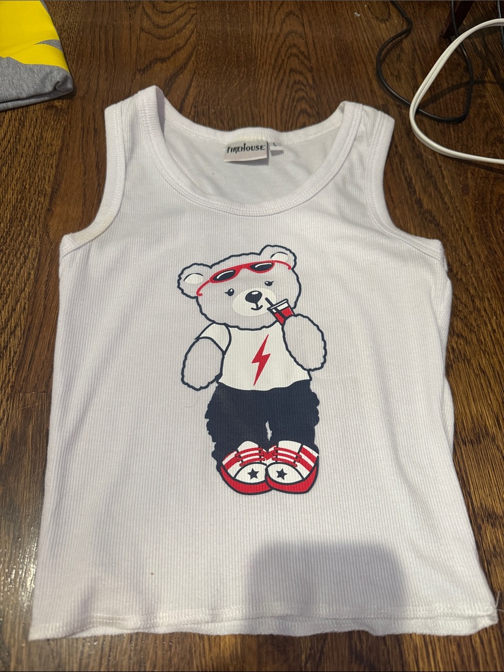 Firehouse White Kids Bear Graphic Tank Top